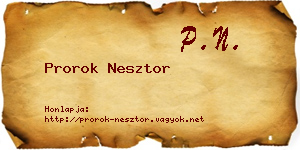 Prorok Nesztor névjegykártya